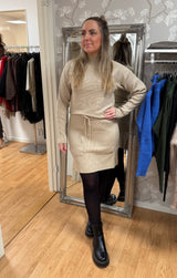 Sissi - Set Ribbad Tröja & kjol - Beige - Nyhet