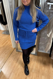 Sissi - Set Ribbad Tröja & kjol - Blå - Nyhet