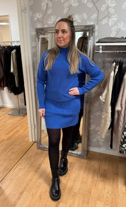 Sissi - Set Ribbad Tröja & kjol - Blå - Nyhet