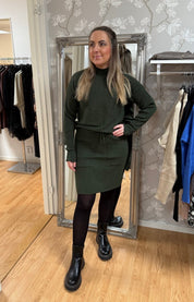 Sissi - Set Ribbad Tröja & kjol - Khaki - Nyhet