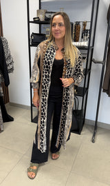 Siv skjortklänning animalprint Svart