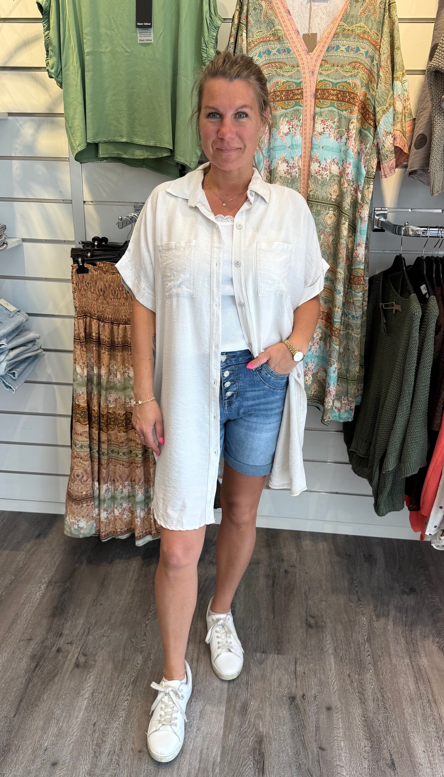 Kajsa Längre skjorta Beige