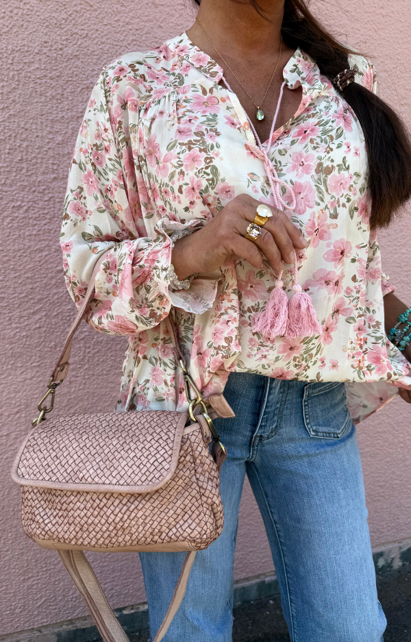 Susanne - Blus - Flower-  Offwhite