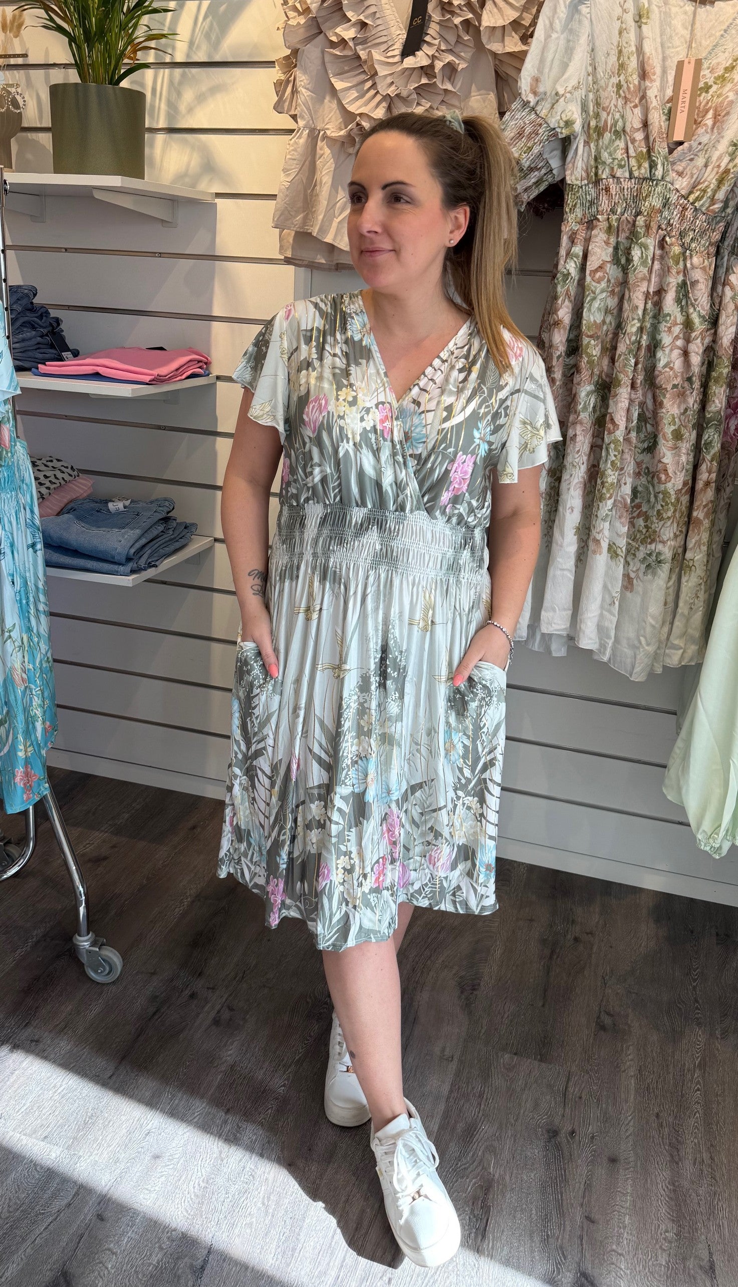 Taylor klänning kort ljus khaki