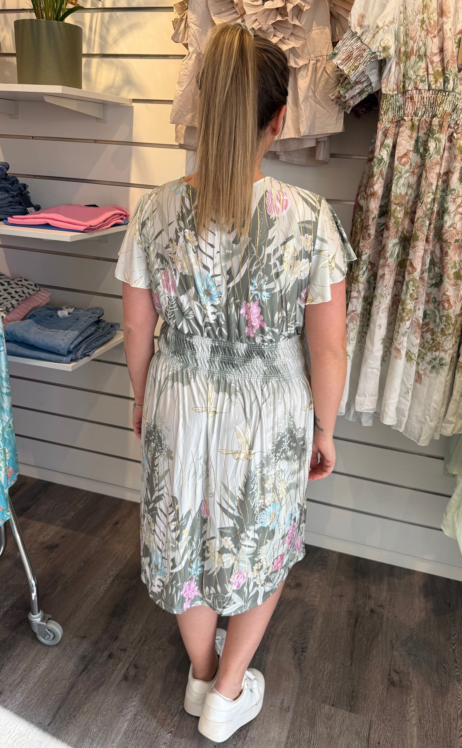 Taylor klänning kort ljus khaki