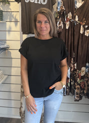 Tina T-shirt Knappar Svart