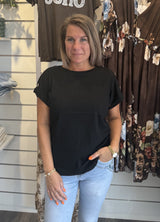 Tina T-shirt Knappar Svart
