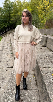 Tully- Tyllklänning- Beige- Nyhet
