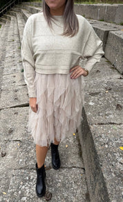 Tully- Tyllklänning- Beige- Nyhet