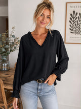 Vendela Blus V-ringad Svart