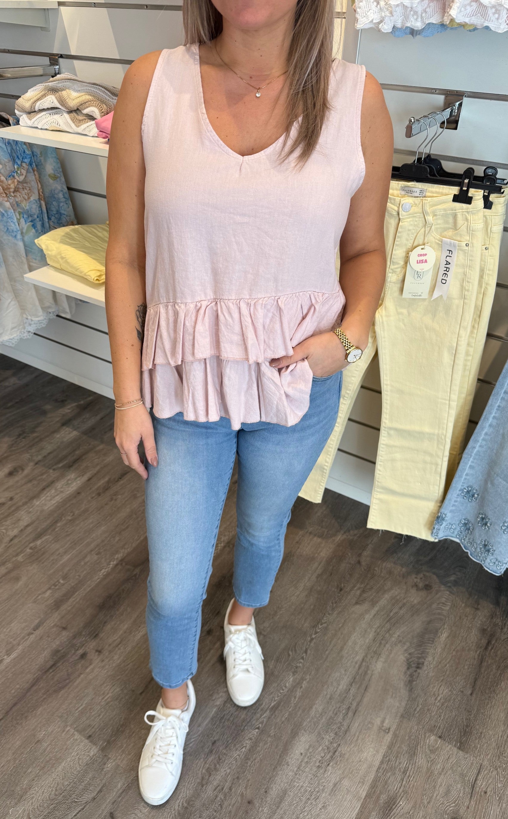 Vicky - Linntopp med volang - Rosa  - Nyhet