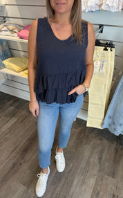 Vicky - Linntopp med volang - Navy- Nyhet