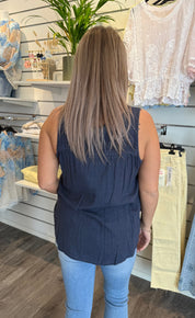Vicky - Linntopp med volang - Navy- Nyhet