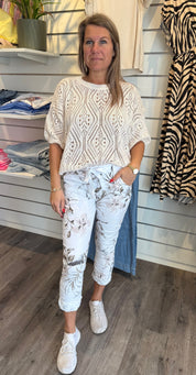 Vina Stickad Tröja Beige