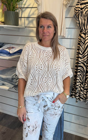 Vina Stickad Tröja Beige