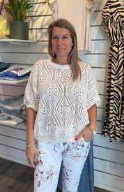 Vina Stickad Tröja Beige