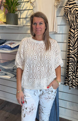 Vina Stickad Tröja Beige