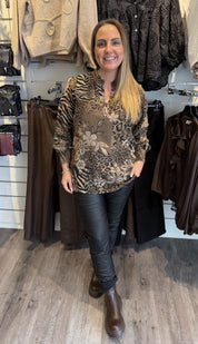 Violetta Blus Mönster Camel
