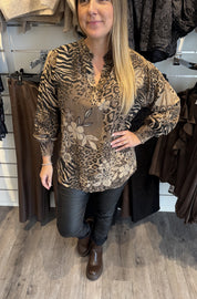 Violetta Blus Mönster Camel