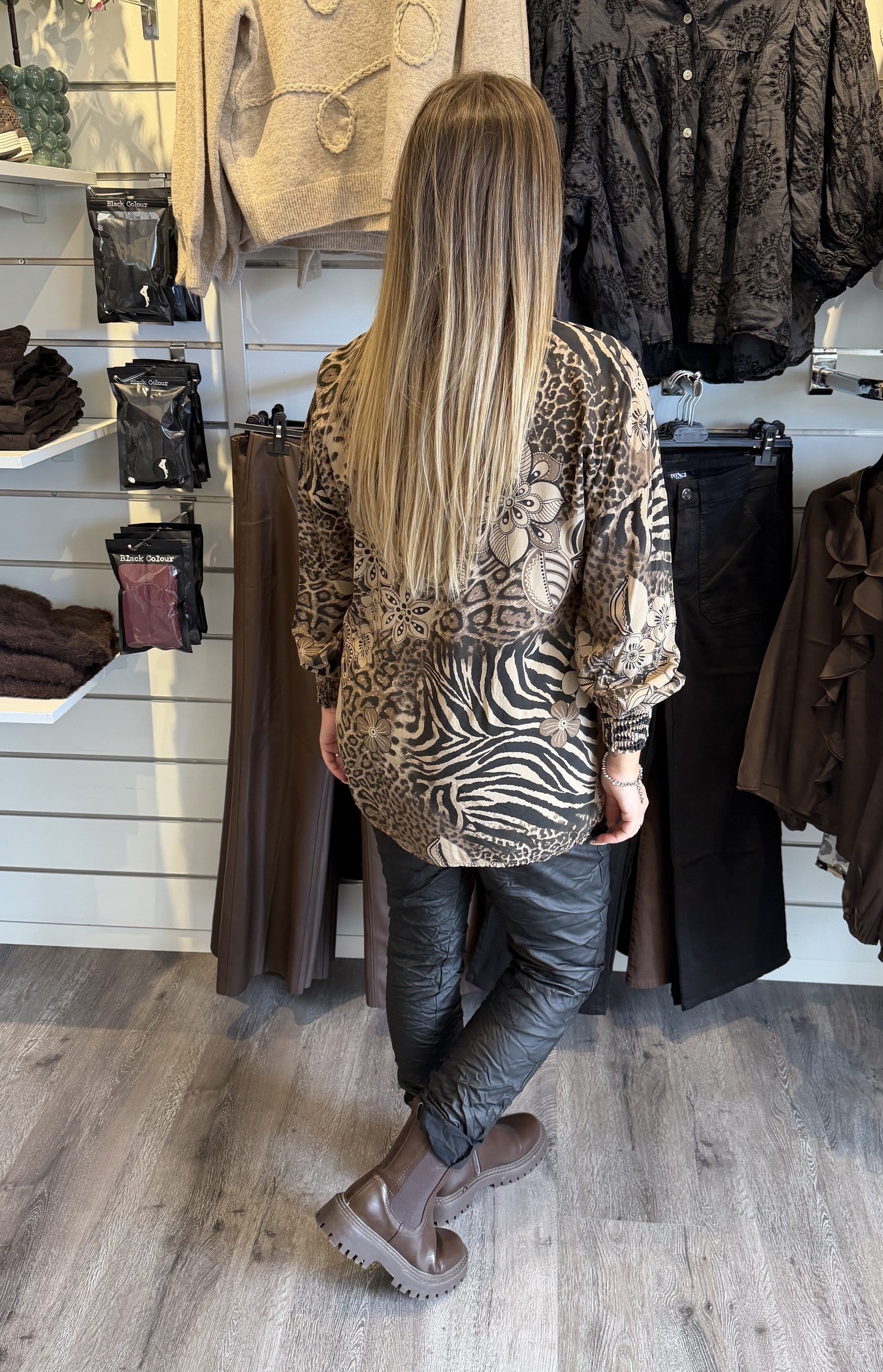 Violetta Blus Mönster Camel
