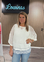 Cleo - Hålstickad tröja - Vit
