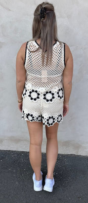 Saga - Shorts- Virkad - Beige/Svart- Nyhet