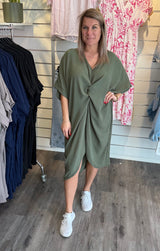 Vivvi - Tunika med Knyt Khaki
