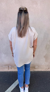 Calla- Blus V-ringad - Beige