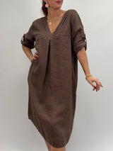 Wendy - Linneklänning - Choco