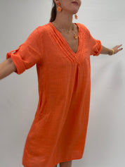 Wendy - Linneklänning - Orange