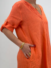 Wendy - Linneklänning - Orange