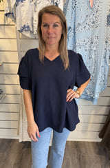 Wera V-ringad topp med volang Navy