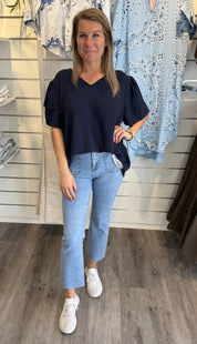 Wera V-ringad topp med volang Navy