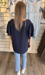 Wera V-ringad topp med volang Navy