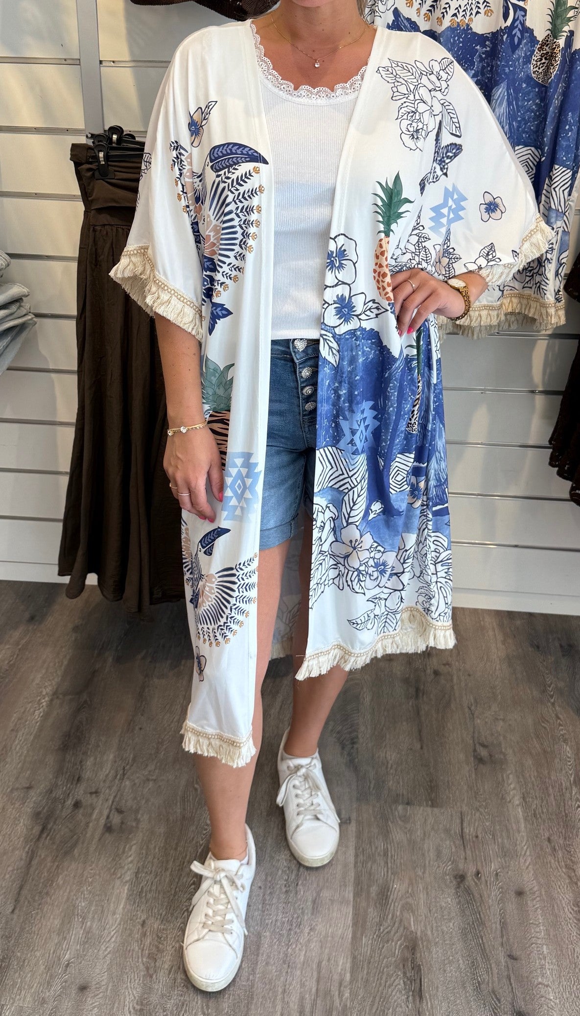 Yasmin Längre Cardigan Blå