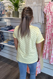 Ally T-shirt - Gul - Prickig