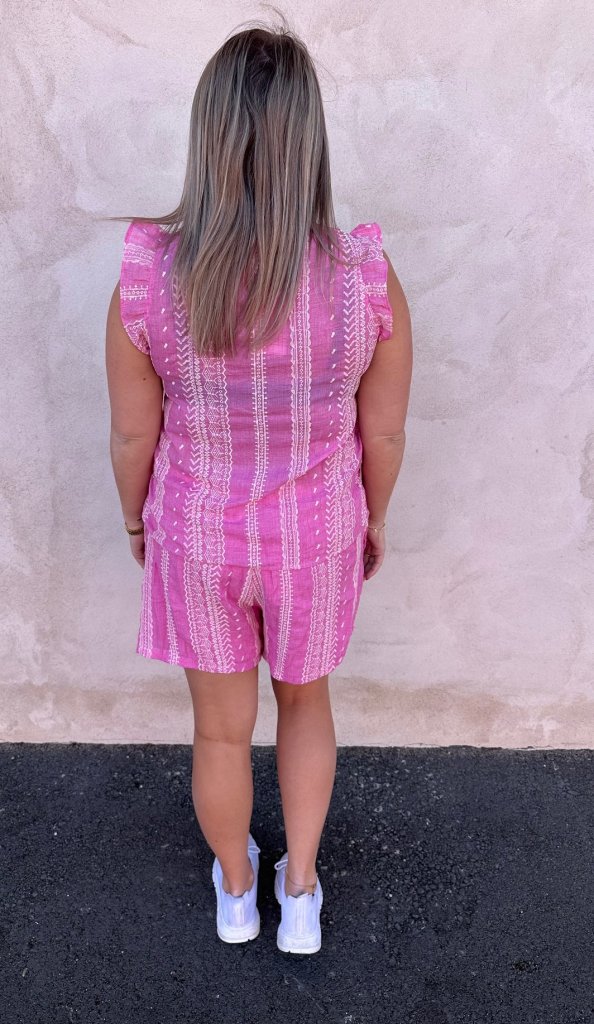 Zandra - Topp med brodyr - Rosa - Nyhet