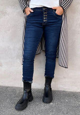 Zelma Jeans med knappar Mörk Denim