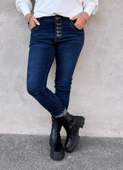 Zelma Jeans med knappar Mörk Denim