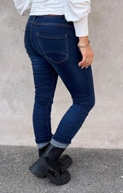 Zelma Jeans med knappar Mörk Denim