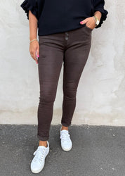 Zelma - Jeans med knappar - Choco