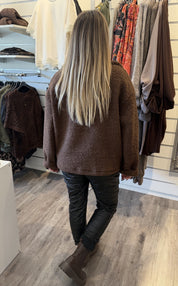 Harriet Teddyjacka Kort Zip Coffee