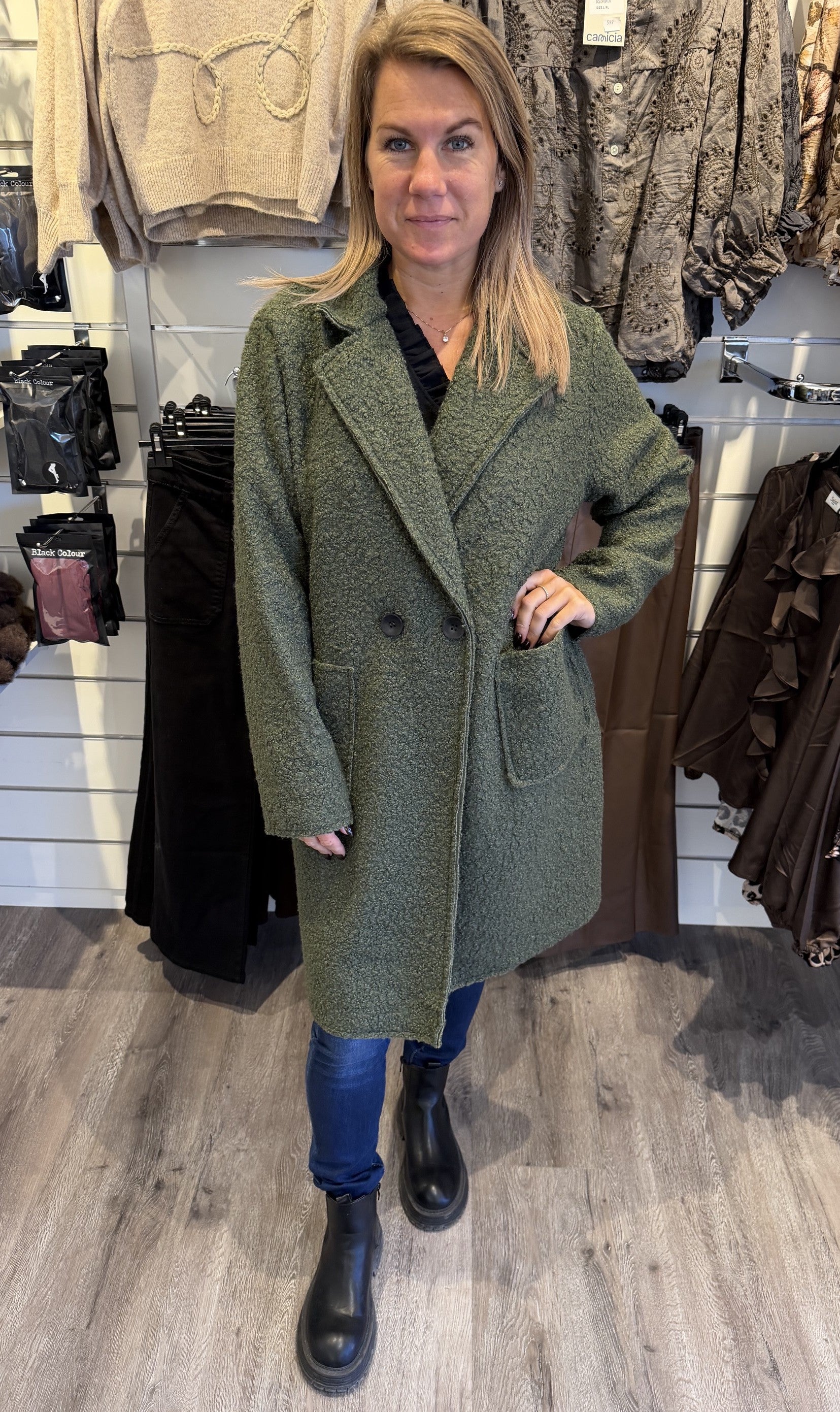 Zorina Teddyjacka Lång Khaki