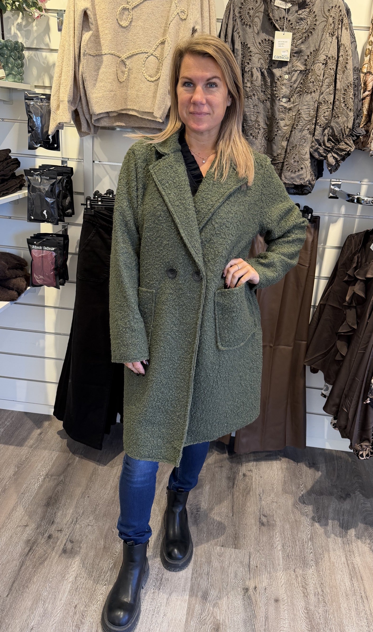 Zorina Teddyjacka Lång Khaki