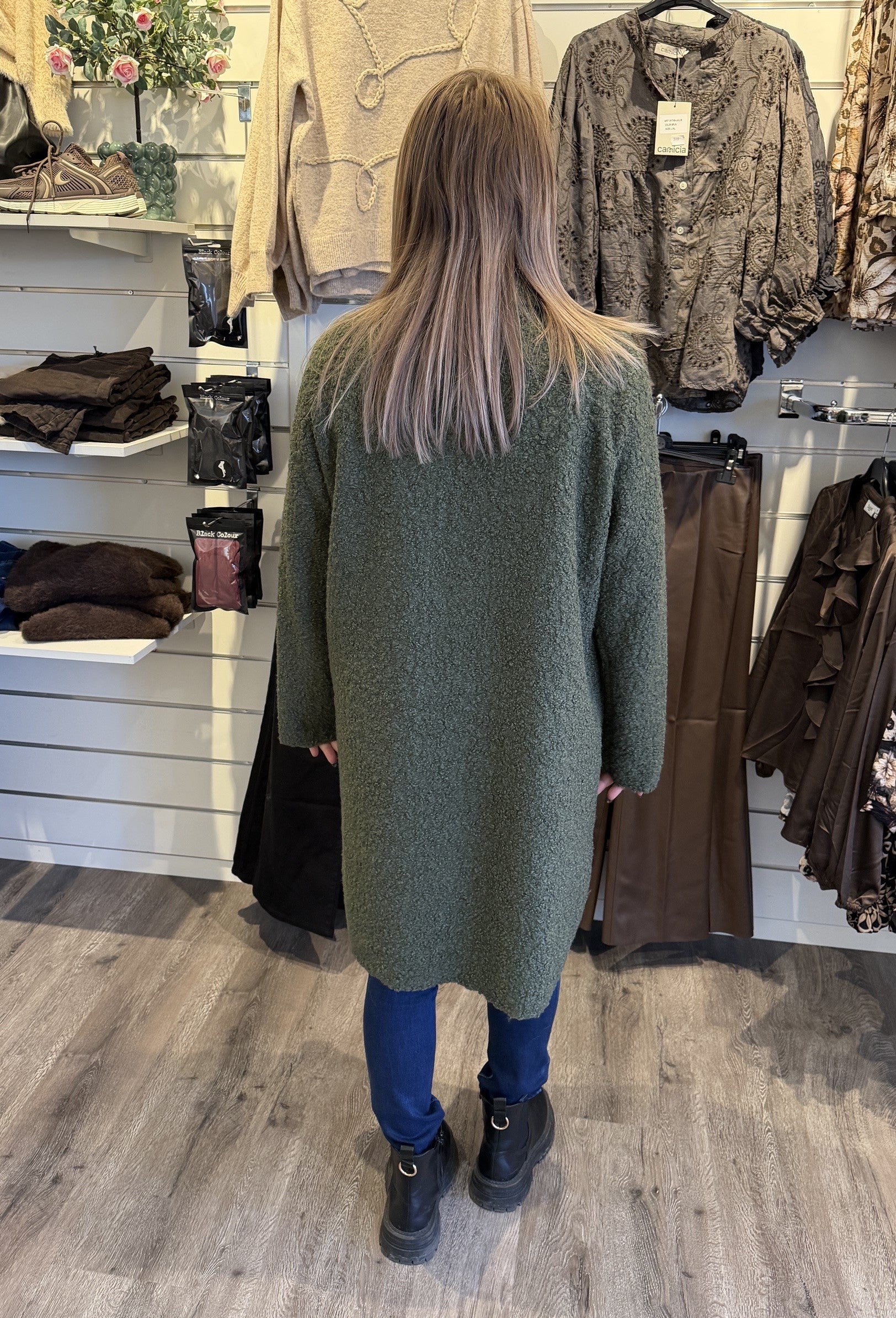 Zorina Teddyjacka Lång Khaki