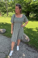Alexa - Klänning- Flower -Khaki - Nyhet