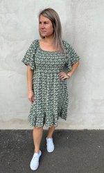 Alexa - Klänning- Flower -Khaki - Nyhet