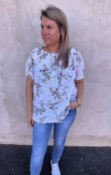 Alexa - Topp - Blommor - Vit  - Nyhet