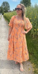 Alexa - Klänning - Blommor - Orange  - Nyhet
