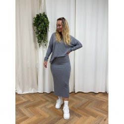 Alesha - Ribbad kjol - Grå - Nyhet